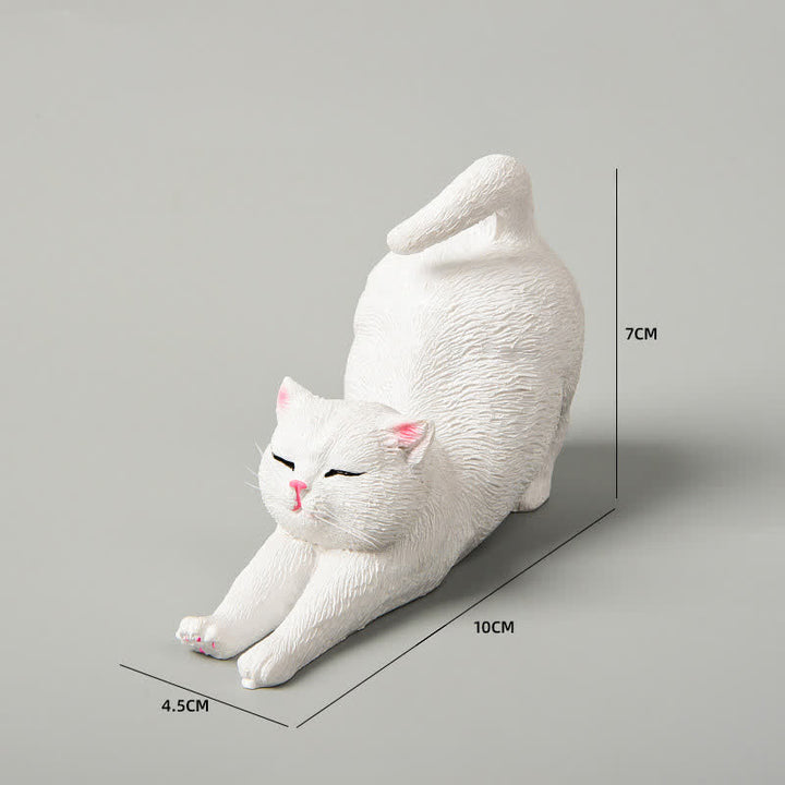 Buddha Stones Decoración de animales: gatito perezoso de resina pintado a mano - Gato blanco - image 14