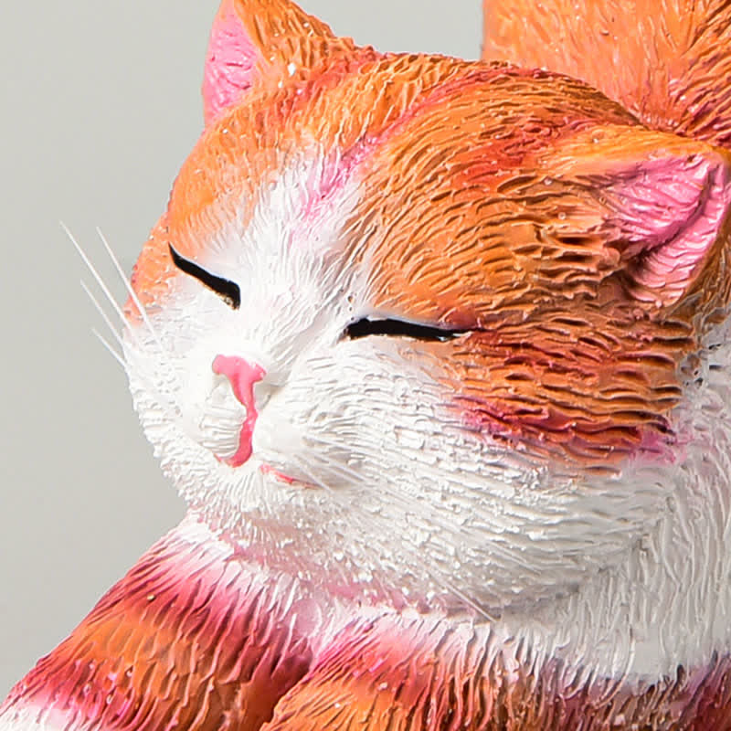 Buddha Stones Decoración de animales: gatito perezoso de resina pintado a mano - image 10