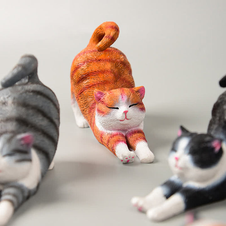 Buddha Stones Decoración de animales: gatito perezoso de resina pintado a mano - image 9