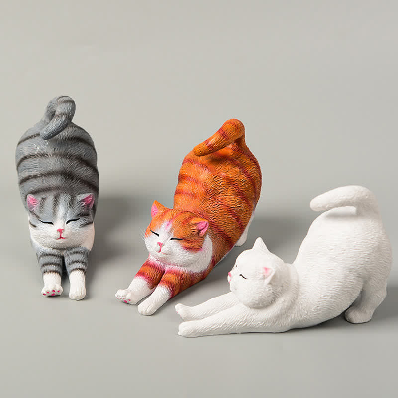Buddha Stones Decoración de animales: gatito perezoso de resina pintado a mano - image 4