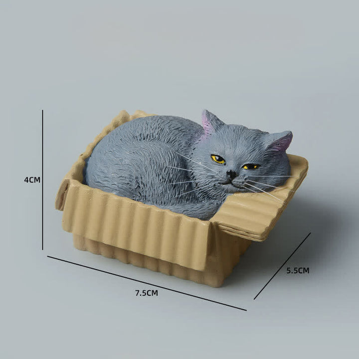 Buddha Stones Gato durmiendo pintado en una caja de papel, decoración de resina con animales adorables - Gato azul - image 14