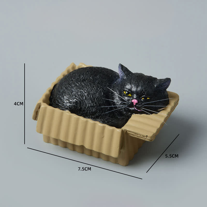 Buddha Stones Gato durmiendo pintado en una caja de papel, decoración de resina con animales adorables - Gato negro - image 18