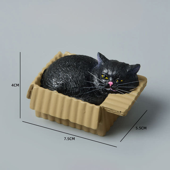 Buddha Stones Gato durmiendo pintado en una caja de papel, decoración de resina con animales adorables - Gato negro - image 18
