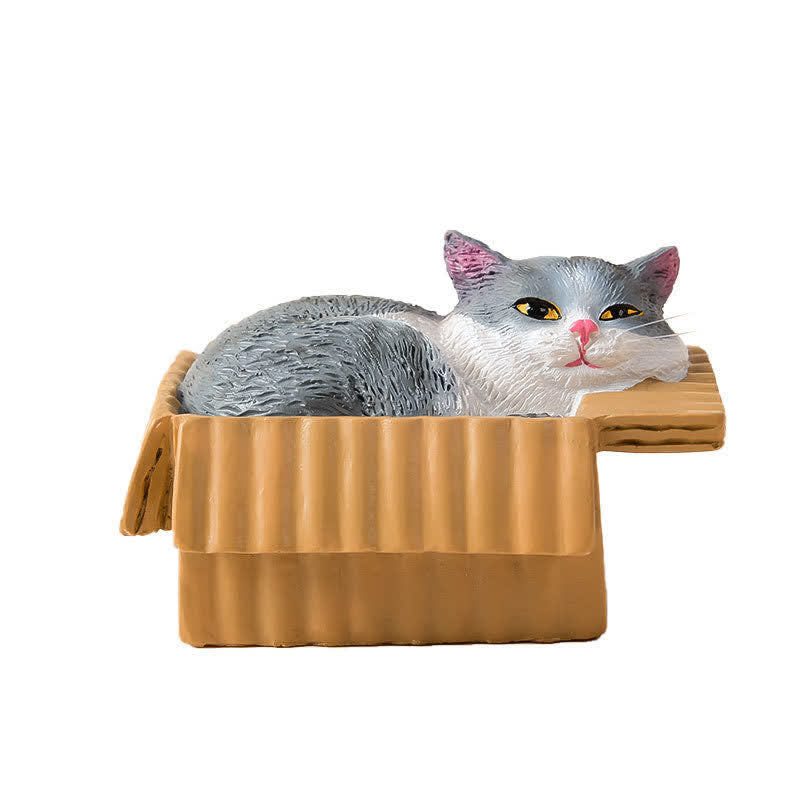 Buddha Stones Gato durmiendo pintado en una caja de papel, decoración de resina con animales adorables - image 15