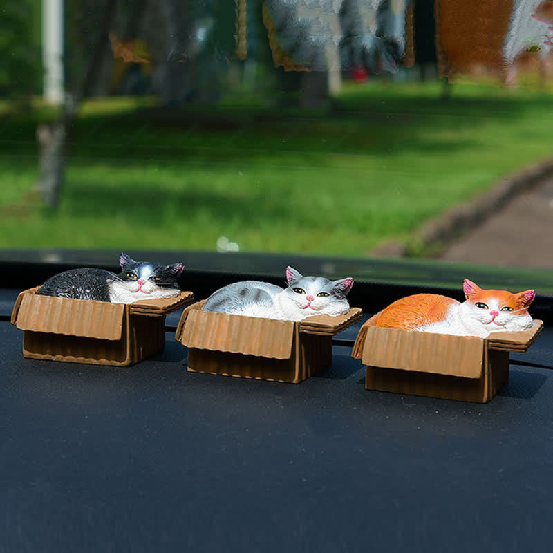 Buddha Stones Gato durmiendo pintado en una caja de papel, decoración de resina con animales adorables - image 4