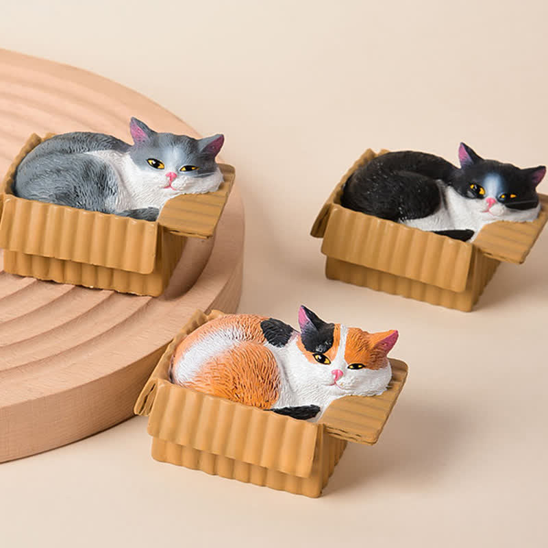 Buddha Stones Gato durmiendo pintado en una caja de papel, decoración de resina con animales adorables - image 2