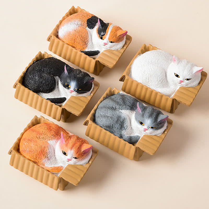 Buddha Stones Gato durmiendo pintado en una caja de papel, decoración de resina con animales adorables - image 3
