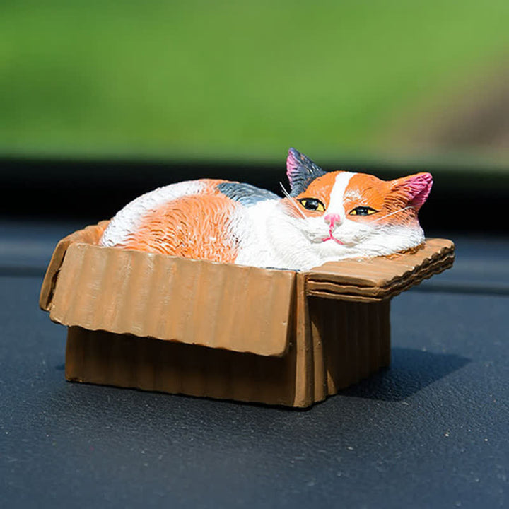 Buddha Stones Gato durmiendo pintado en una caja de papel, decoración de resina con animales adorables - image 8