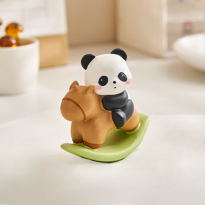Buddha Stones Decoración de escritorio de resina con un lindo panda meciéndose en armonía - image 3