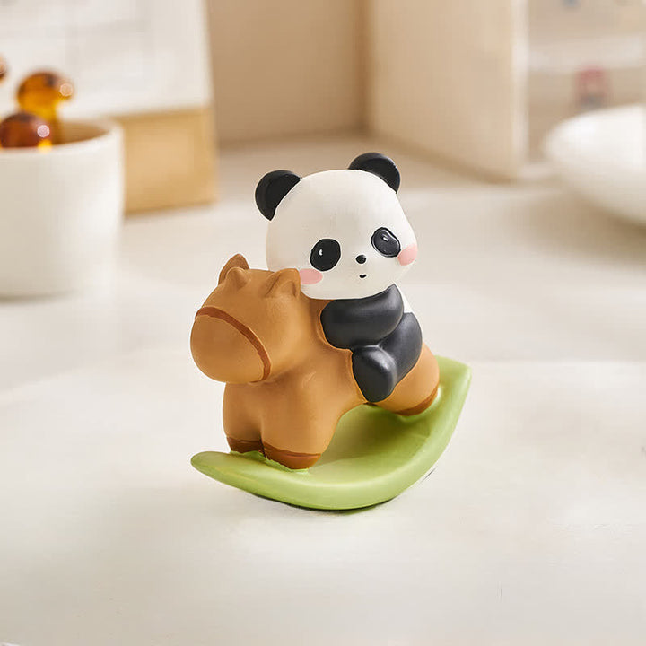 Buddha Stones Decoración de escritorio de resina con un lindo panda meciéndose en armonía - image 3