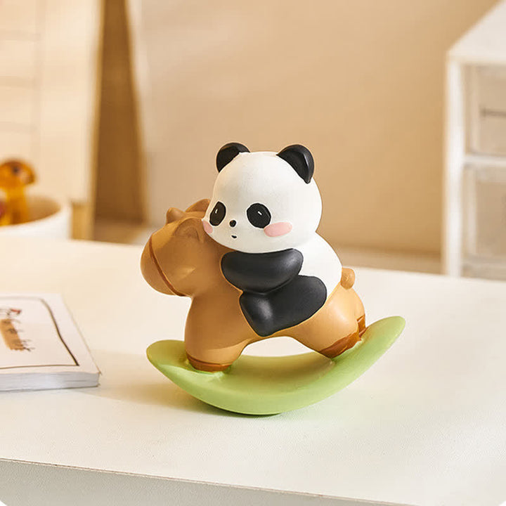 Buddha Stones Decoración de escritorio de resina con un lindo panda meciéndose en armonía - image 2