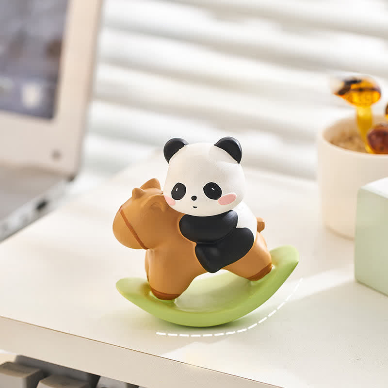 Buddha Stones Decoración de escritorio de resina con un lindo panda meciéndose en armonía - Resina (Protección ♥ Estabilidad Energía) - image 0