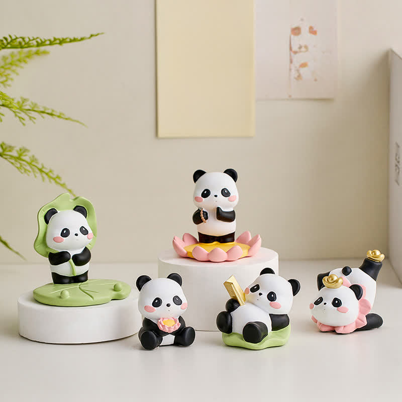 Buddha Stones Soporte para teléfono de resina con diseño de panda loto y animales adorables. - image 0
