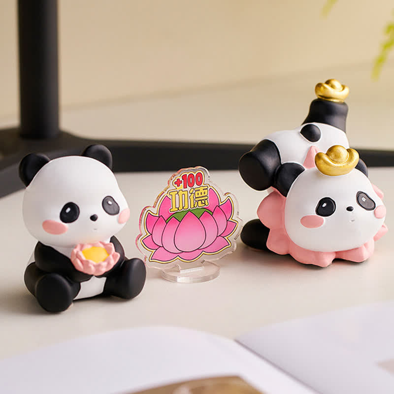 Buddha Stones Soporte para teléfono de resina con diseño de panda loto y animales adorables. - image 3
