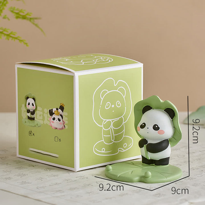 Buddha Stones Soporte para teléfono de resina con diseño de panda loto y animales adorables. - Panda - Lleva un sombrero de hoja de loto - Resina (Protección ♥ Estabilidad Energía) - image 19