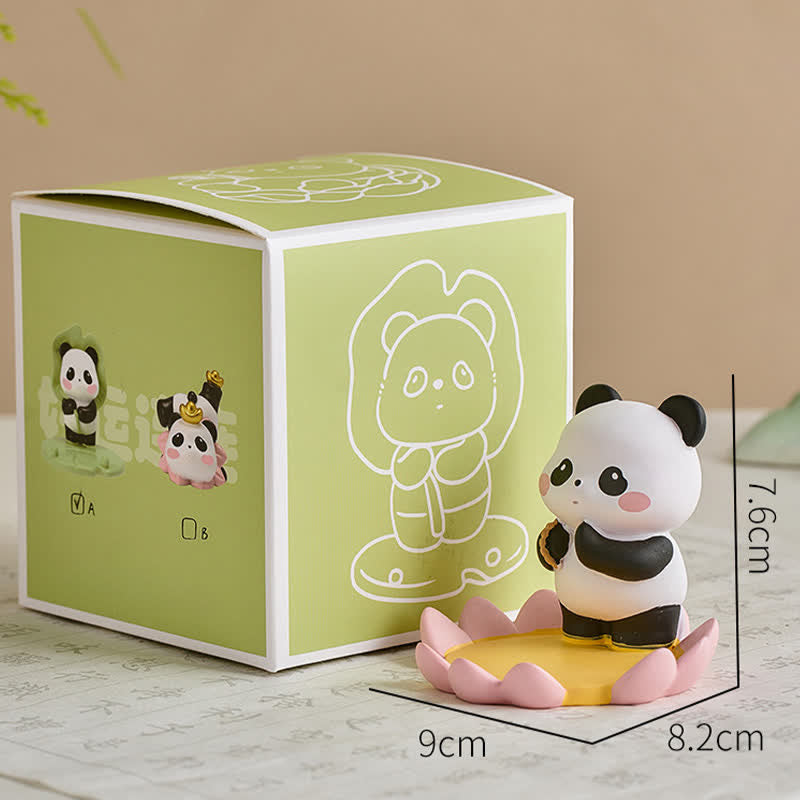 Buddha Stones Soporte para teléfono de resina con diseño de panda loto y animales adorables. - Panda - De pie entre lotos - Resina (Protección ♥ Estabilidad Energía) - image 13