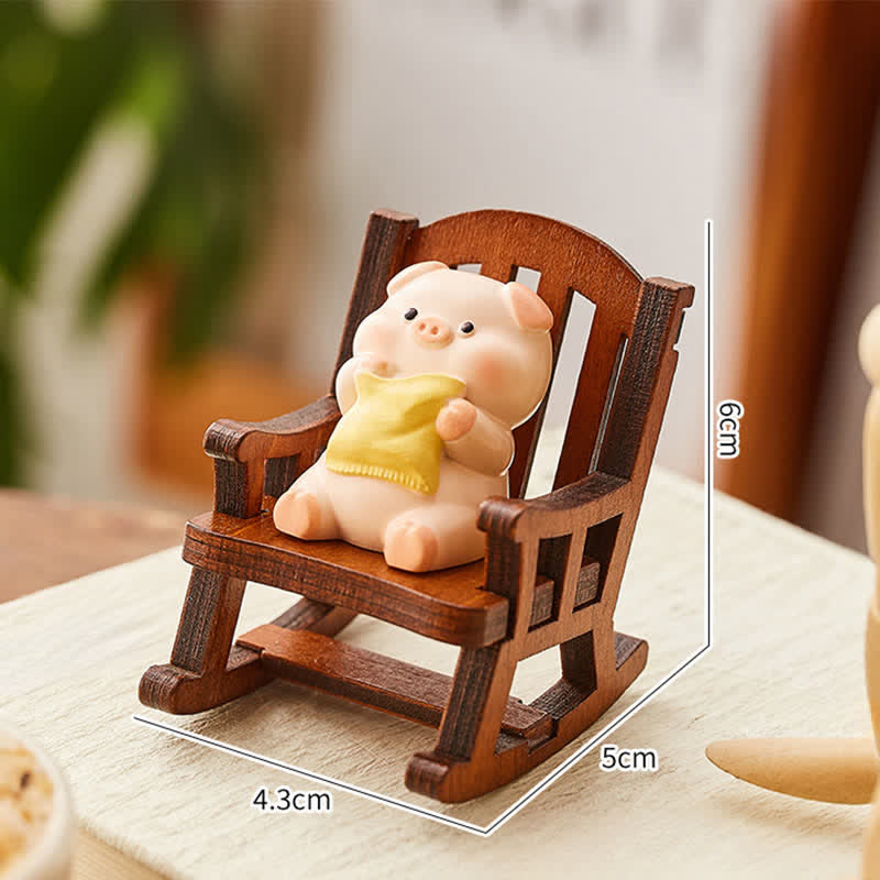 Buddha Stones Silla mecedora de resina estilo Kawaii con forma de animal, cómoda y decorativa para el escritorio. - Cerdo - Resina (Protección ♥ Estabilidad Energía) - image 12