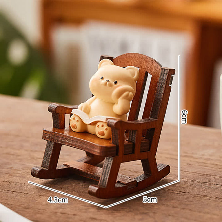 Buddha Stones Silla mecedora de resina estilo Kawaii con forma de animal, cómoda y decorativa para el escritorio. - Oso - Resina (Protección ♥ Estabilidad Energía) - image 6