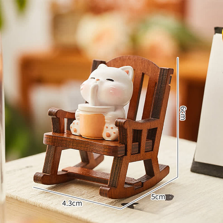 Buddha Stones Silla mecedora de resina estilo Kawaii con forma de animal, cómoda y decorativa para el escritorio. - Gato - Resina (Protección ♥ Estabilidad Energía) - image 9