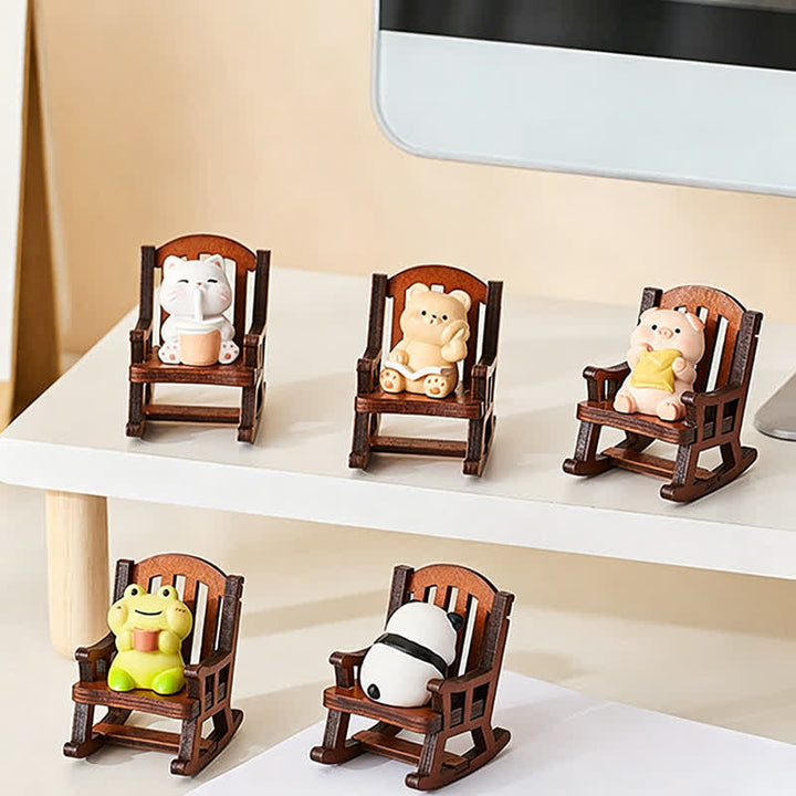 Buddha Stones Silla mecedora de resina estilo Kawaii con forma de animal, cómoda y decorativa para el escritorio. - image 13