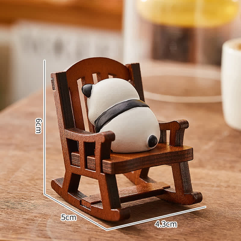 Buddha Stones Silla mecedora de resina estilo Kawaii con forma de animal, cómoda y decorativa para el escritorio. - Panda - Resina (Protección ♥ Estabilidad Energía) - image 7