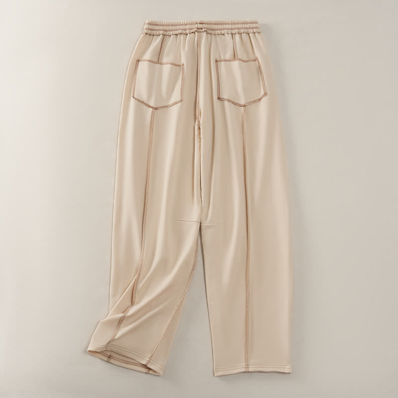Pantalones tobilleros lisos de pierna recta para mujer con estampado de Buddha Stones, estilo casual de verano, con cordón ajustable y bolsillo. - image 1