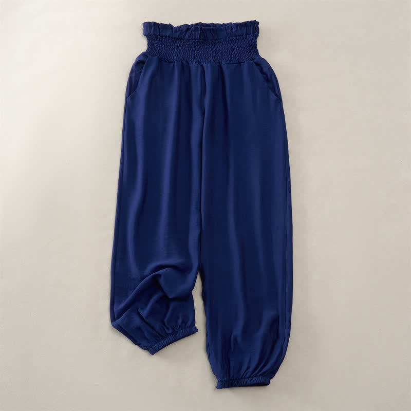 Buddha Stones Pantalones cortos minimalistas de verano para mujer con bolsillo. - Marina de guerra - 2XL - image 0