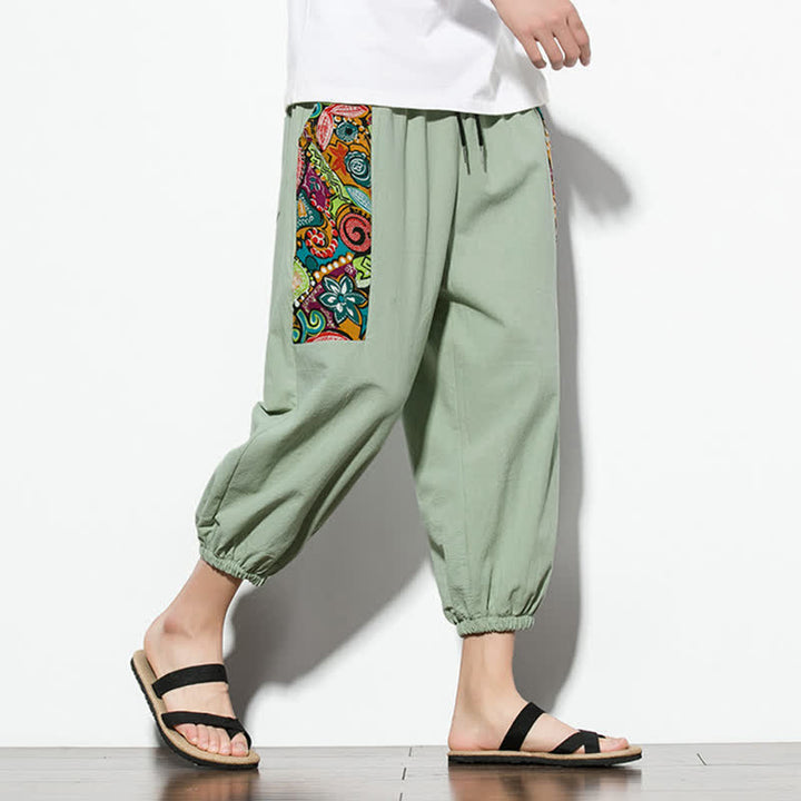 Buddha Stones Pantalones capri de verano informales estilo boho con cordón ajustable y diseño abstracto para hombre. - image 24