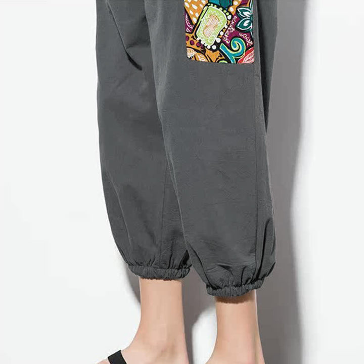 Buddha Stones Pantalones capri de verano informales estilo boho con cordón ajustable y diseño abstracto para hombre. - image 12