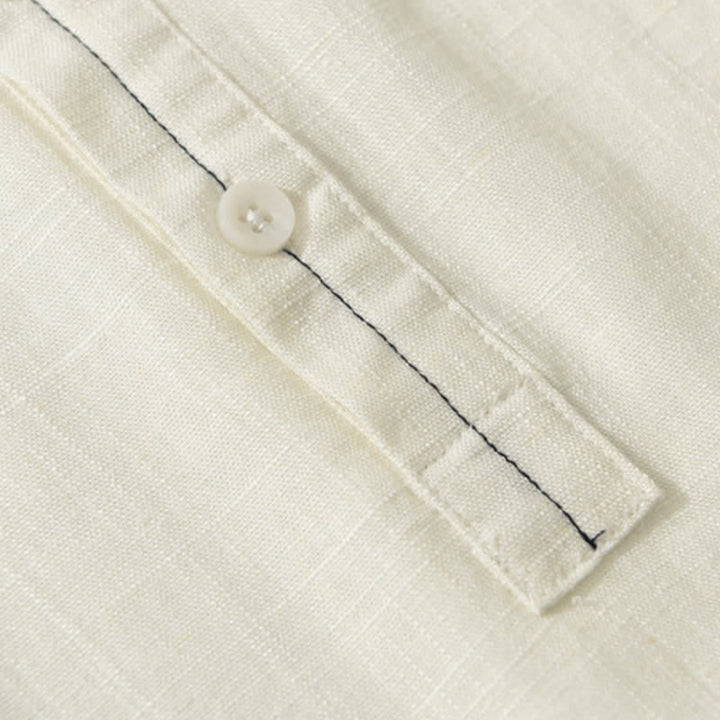 Buddha Stones Camisa de manga corta para hombre, estilo Tang casual de verano, con cuello mandarín, botones y bolsillo. - image 5
