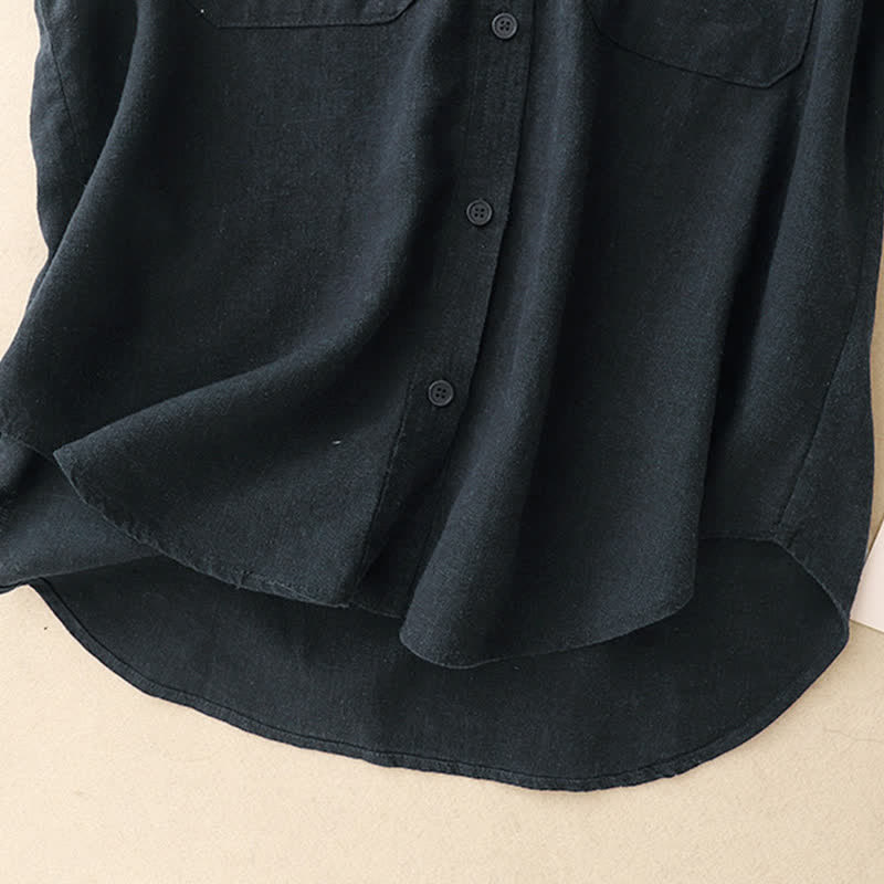 Buddha Stones Camiseta sin mangas de mujer, estilo casual de verano, minimalista, con botones y bolsillo de parche. - image 13