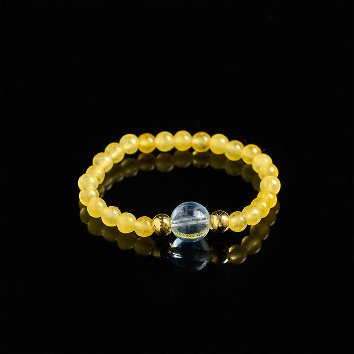 Buddha Stones Anillo elástico curativo con minicuentas de rodonita natural, aguamarina, topacio y cuarzo rosa de 2 mm. - image 9