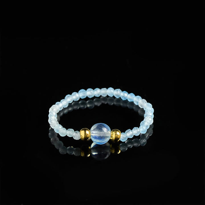 Buddha Stones Anillo elástico curativo con minicuentas de rodonita natural, aguamarina, topacio y cuarzo rosa de 2 mm. - image 21