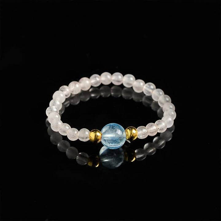 Buddha Stones Anillo elástico curativo con minicuentas de rodonita natural, aguamarina, topacio y cuarzo rosa de 2 mm. - image 15