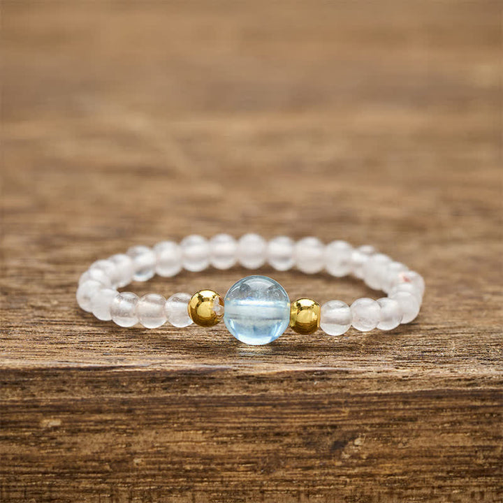 Buddha Stones Anillo elástico curativo con minicuentas de rodonita natural, aguamarina, topacio y cuarzo rosa de 2 mm. - Cuarzo rosa natural (el color puede variar) + Aguamarina natural (el color puede variar) (2 mm + 4 mm) - image 13