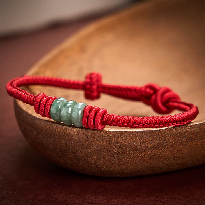 Buddha Stones Pulsera trenzada de nudo corredizo con hilo rojo de jade hecha a mano para protección - image 2
