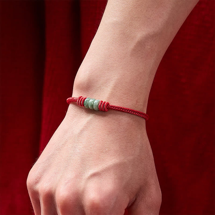 Buddha Stones Pulsera trenzada de nudo corredizo con hilo rojo de jade hecha a mano para protección - image 4