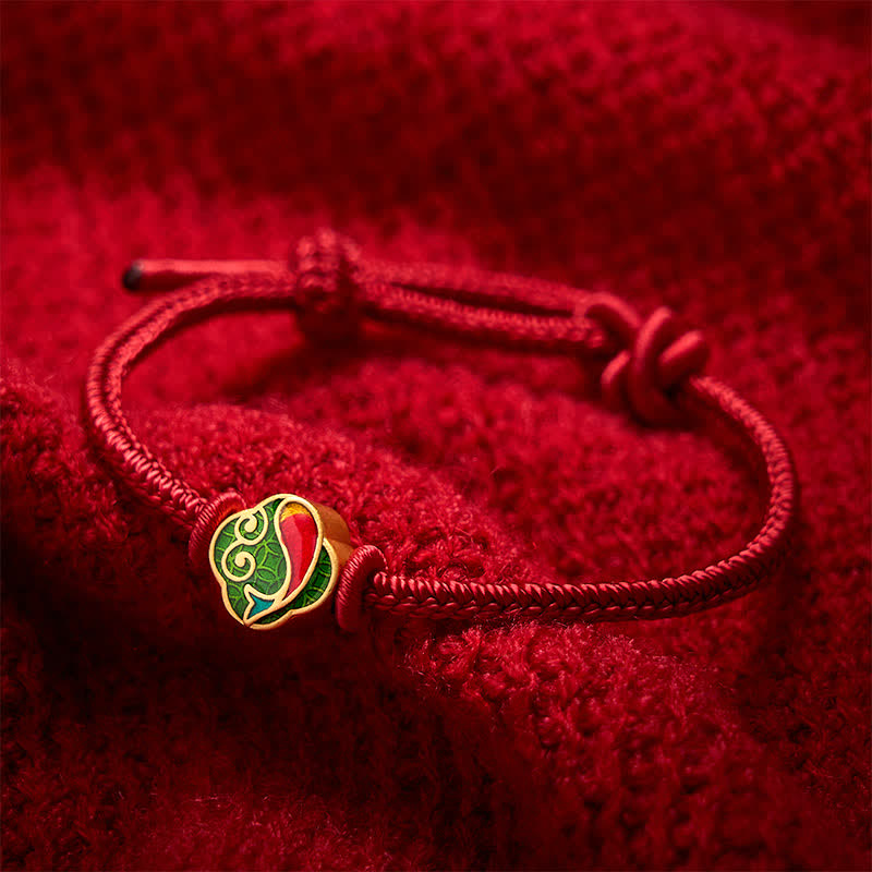 Buddha Stones Pulsera ajustable de cordón trenzado con doble protección de pez koi, hecha a mano en color rojo. - Rojo oscuro - 5,91-7,48 pulgadas (15-19 cm) - image 0