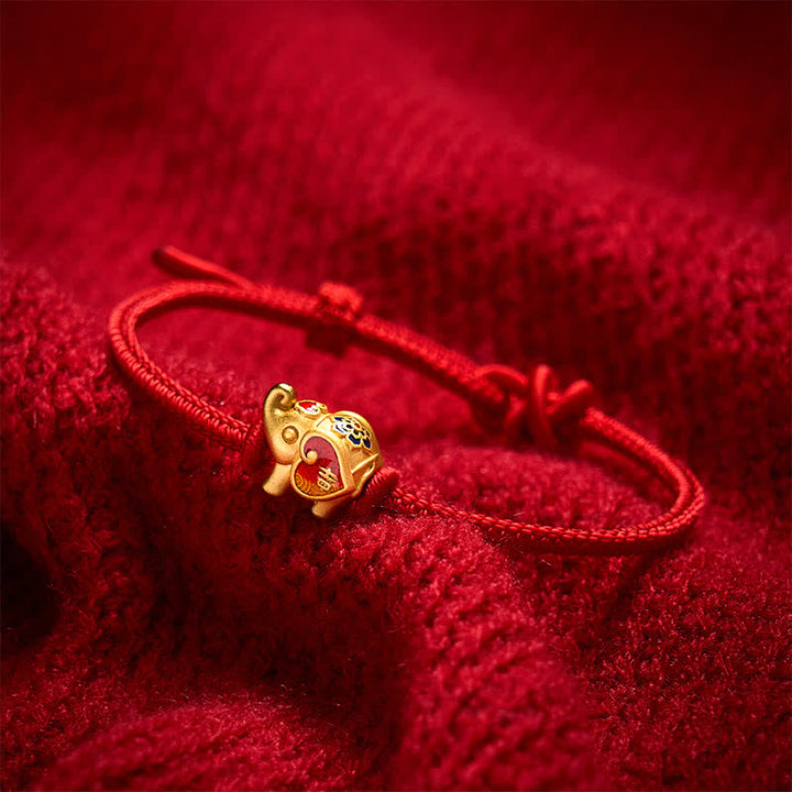 Buddha Stones Pulsera ajustable trenzada de protección con forma de corazón y elefante, hecha a mano con hilo rojo. - image 11