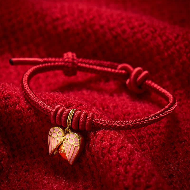 Buddha Stones Pulsera de protección y buena suerte con dije de corazón de amor trenzado de hilo rojo hecho a mano - image 4