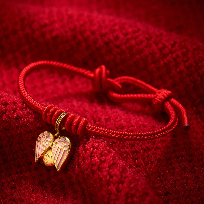 Buddha Stones Pulsera de protección y buena suerte con dije de corazón de amor trenzado de hilo rojo hecho a mano - image 10