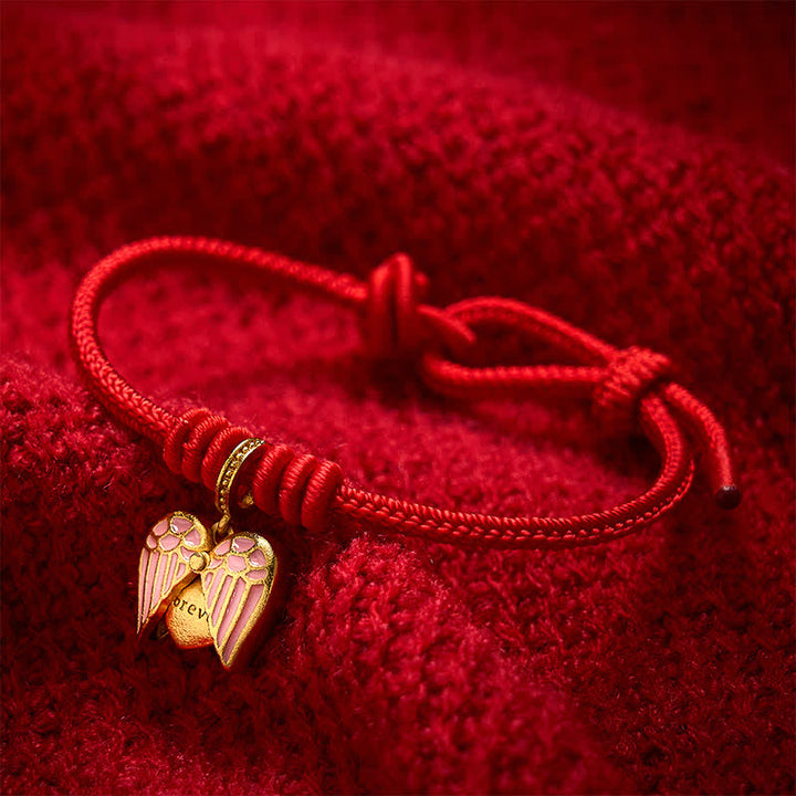 Buddha Stones Pulsera de protección y buena suerte con dije de corazón de amor trenzado de hilo rojo hecho a mano - image 10