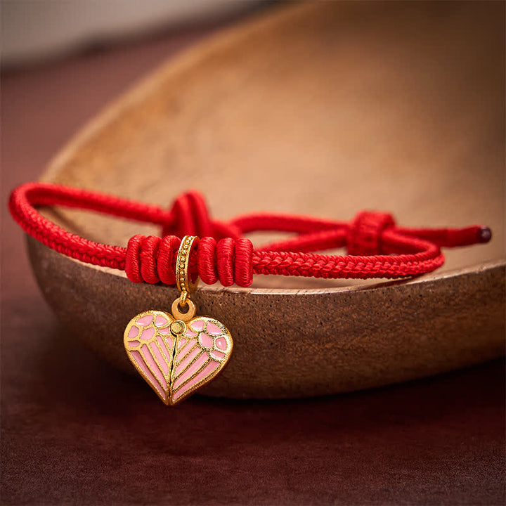 Buddha Stones Pulsera de protección y buena suerte con dije de corazón de amor trenzado de hilo rojo hecho a mano - image 14