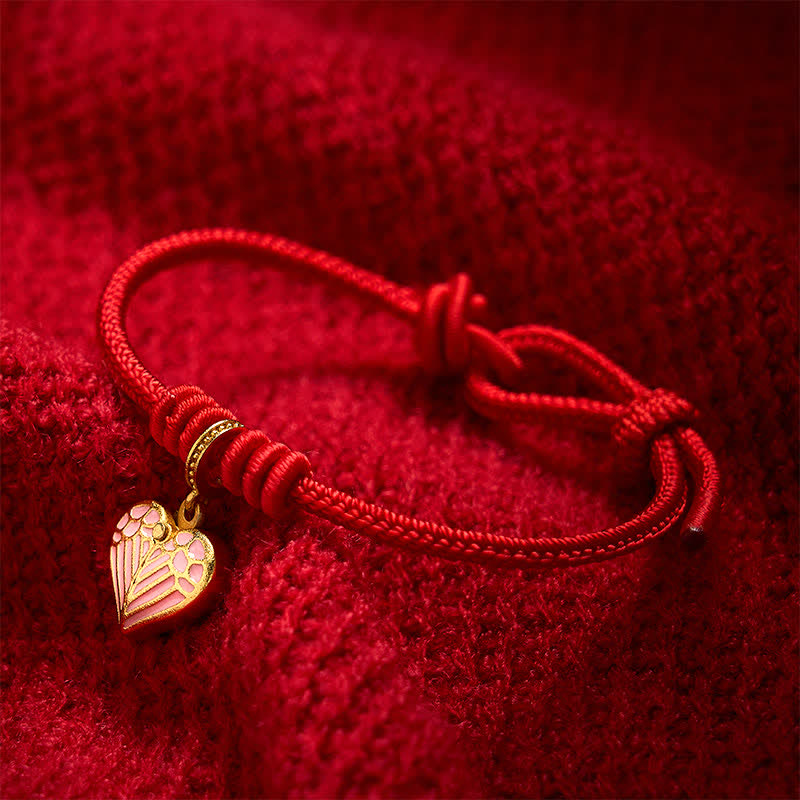 Buddha Stones Pulsera de protección y buena suerte con dije de corazón de amor trenzado de hilo rojo hecho a mano - image 11