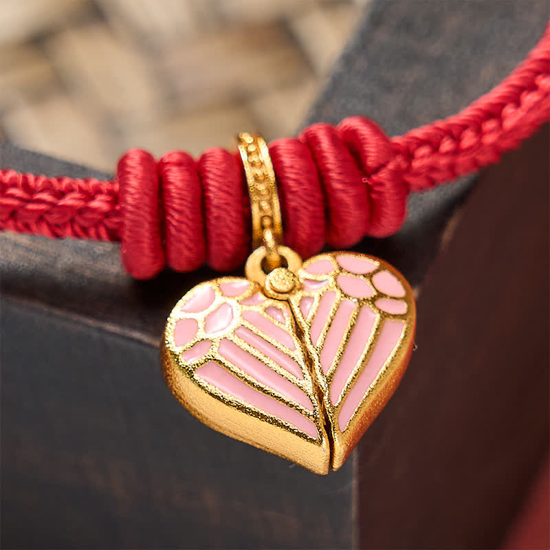 Buddha Stones Pulsera de protección y buena suerte con dije de corazón de amor trenzado de hilo rojo hecho a mano - image 15