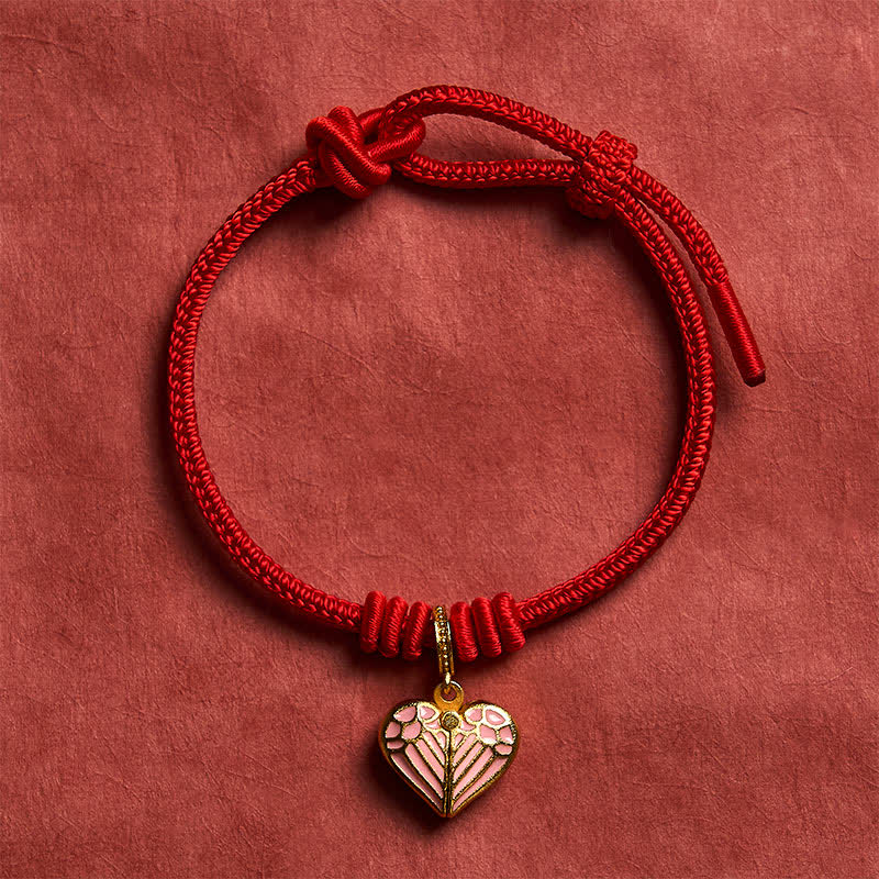 Buddha Stones Pulsera de protección y buena suerte con dije de corazón de amor trenzado de hilo rojo hecho a mano - image 13