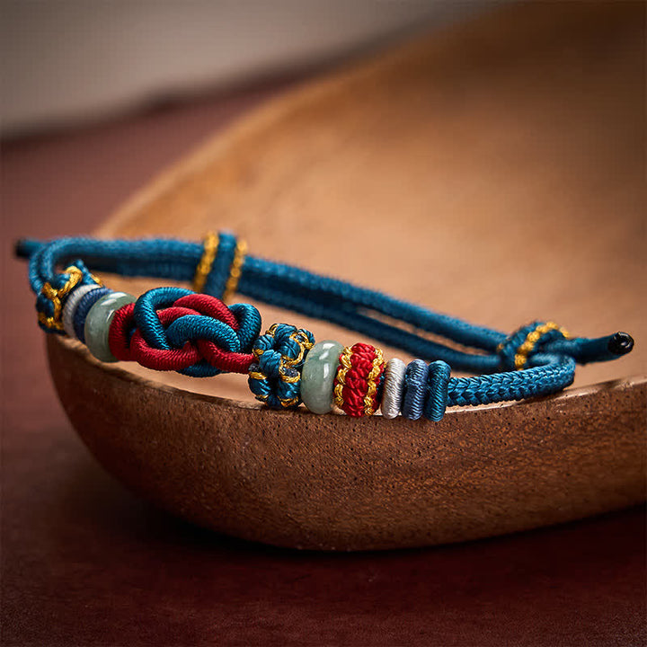 Buddha Stones Pulsera de cordón trenzado con nudo de corazón de jade, tejida a mano. - image 17