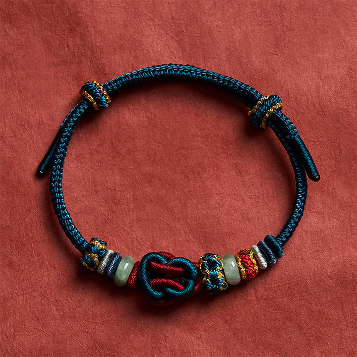 Buddha Stones Pulsera de cordón trenzado con nudo de corazón de jade, tejida a mano. - image 18