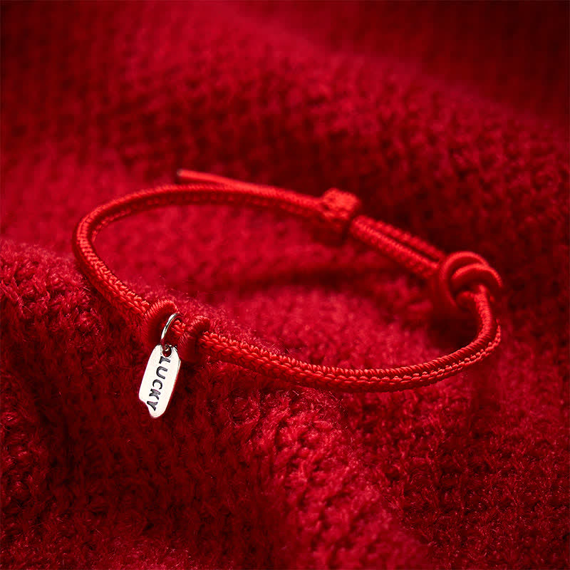 Buddha Stones Pulsera ajustable con dije de la suerte, hecha a mano con hilo trenzado rojo. - image 2
