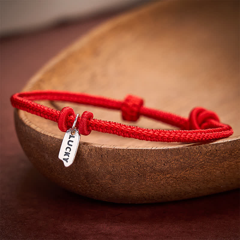 Buddha Stones Pulsera ajustable con dije de la suerte, hecha a mano con hilo trenzado rojo. - image 3